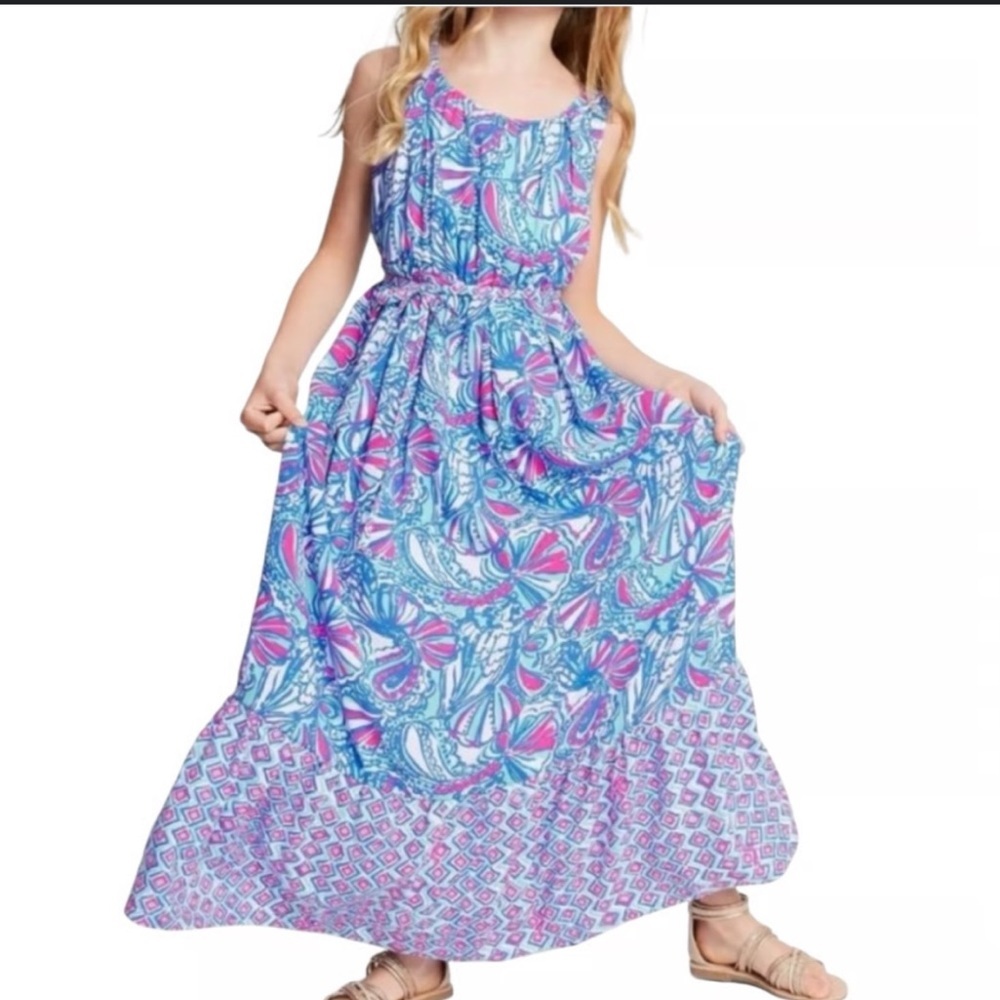 Lilly Pulitzer for Target Blue Paisley Sleeveless Tiered Maxi Dress Girls